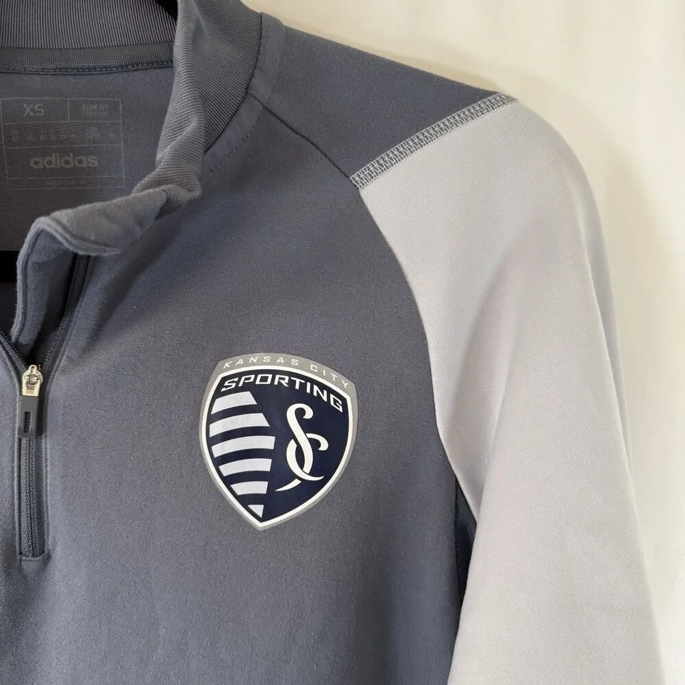 Sporting Kansas City Jacket Women's XS Grey White 1/4 Zip Pullover ADIDAS - Picture 4 of 13